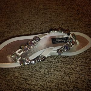 White gem flip flops